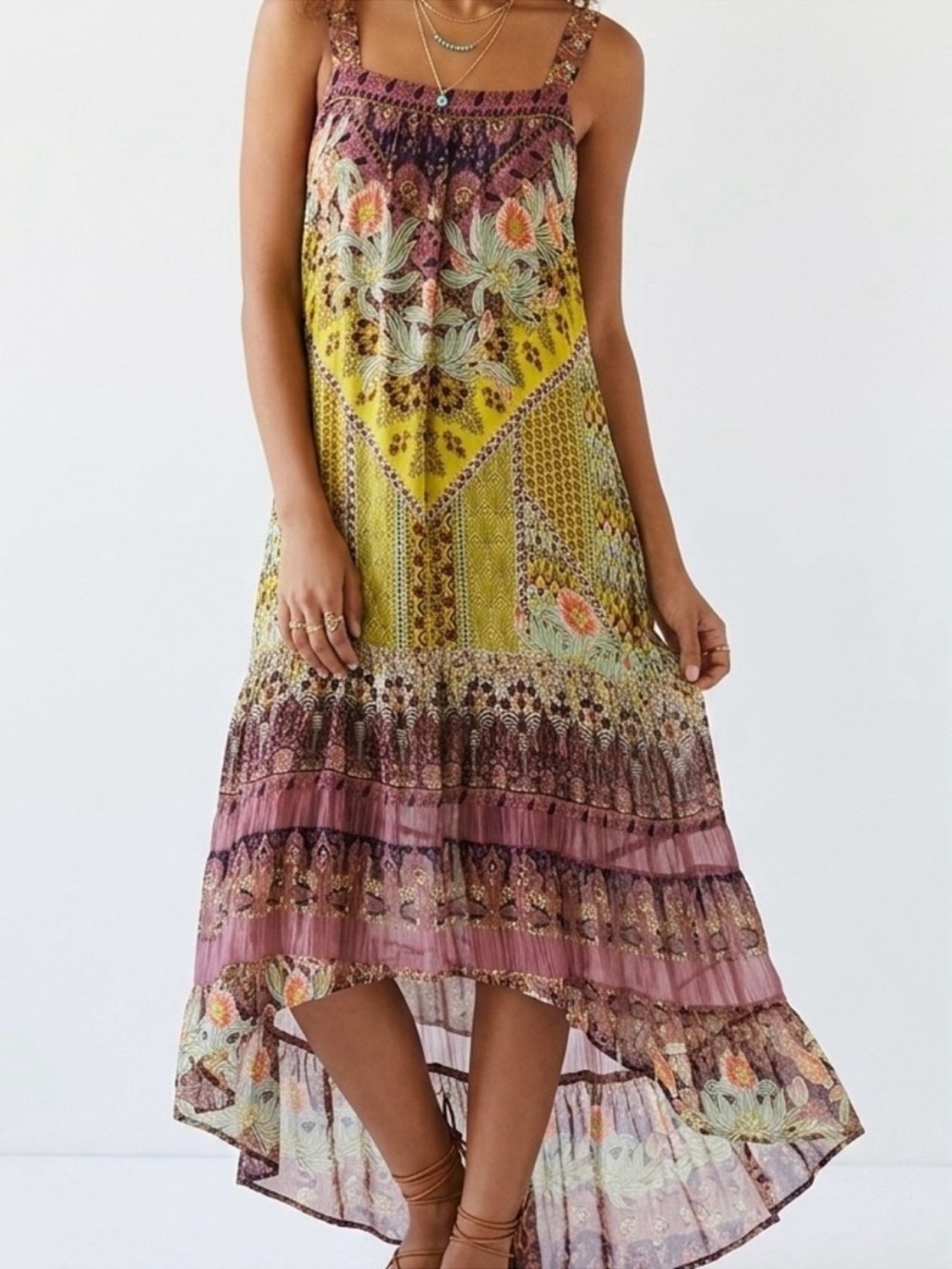 Anthropologie Lovett Tiered Boho Maxi Dress